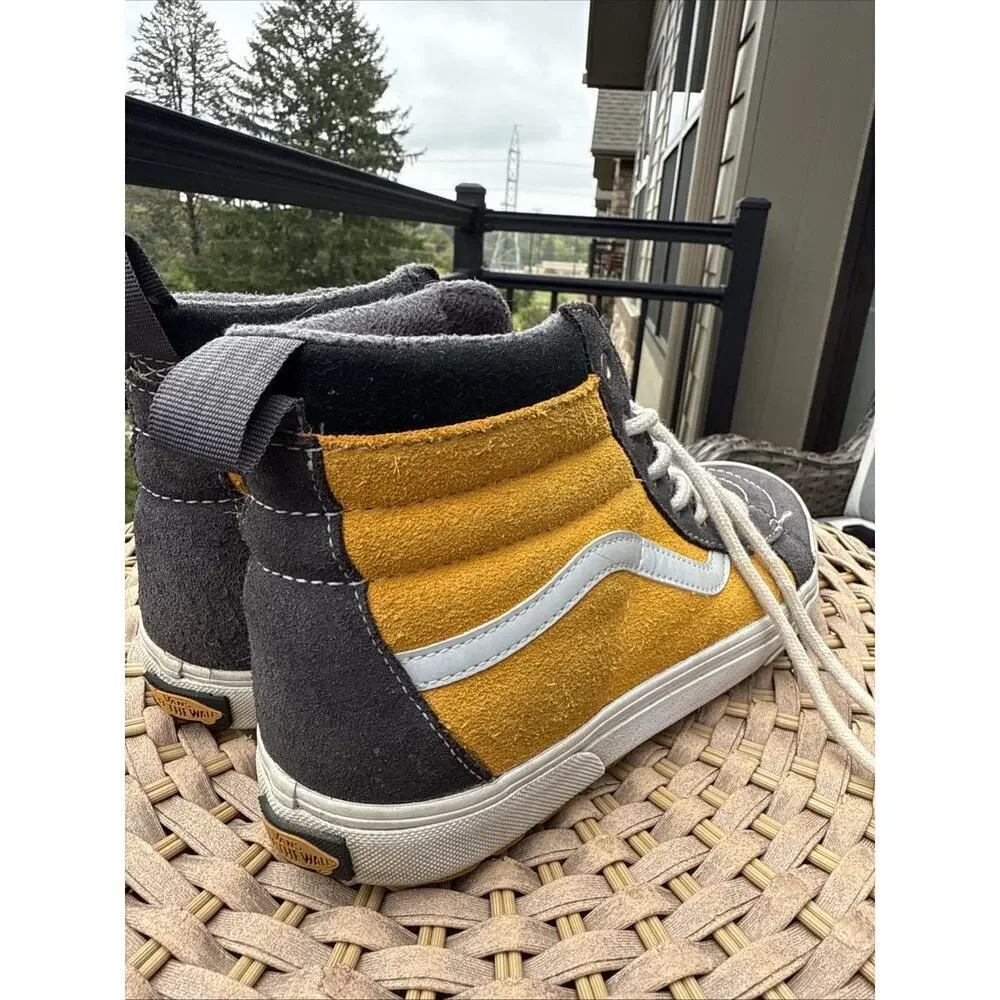 Vans Sk8 Hi Top MTE Juniors 7 Yellow Gray suede shoes Skate Shoes Sneakers